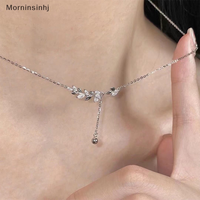 Mornin Indah Daun Rumbai Liontin Rantai Klavikula Fashion Zirkon Kalung Elegan Daun Rumbai Choker Untuk Wanita Gadis Perhiasan Hadiah id