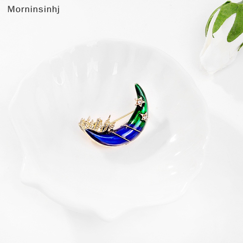 Mornin Pin Bros Kastil Enamel Bulan Fashion Untuk Wanita Perhiasan Mantel Aksesoris Pesta id