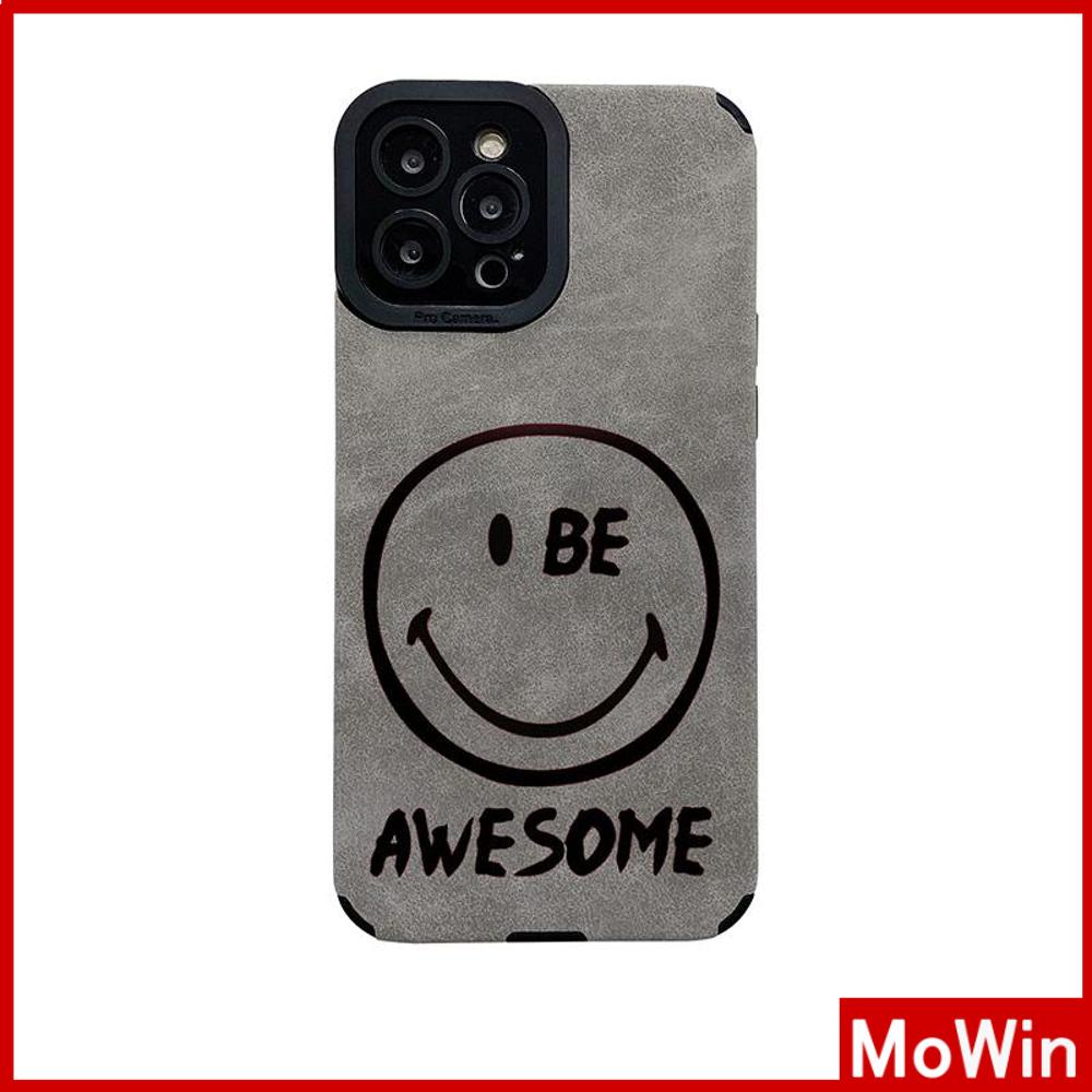 Case iPhone 14 Pro Max iPhone Case Abu-abu Pupil Patch Suede Tahan Guncangan Kamera Case Perlindungan Sederhana Kreatif Senyum Kompatibel dengan iPhone 13 Pro Max 12 Pro Max 11 Xr Xs Max 7 8Plus