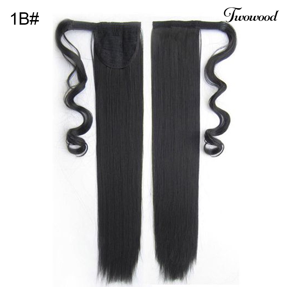 Twowood Wanita Magic Tape Panjang Lurus Wig Ponytail Rambut Ekstensi Cosplay Sopak