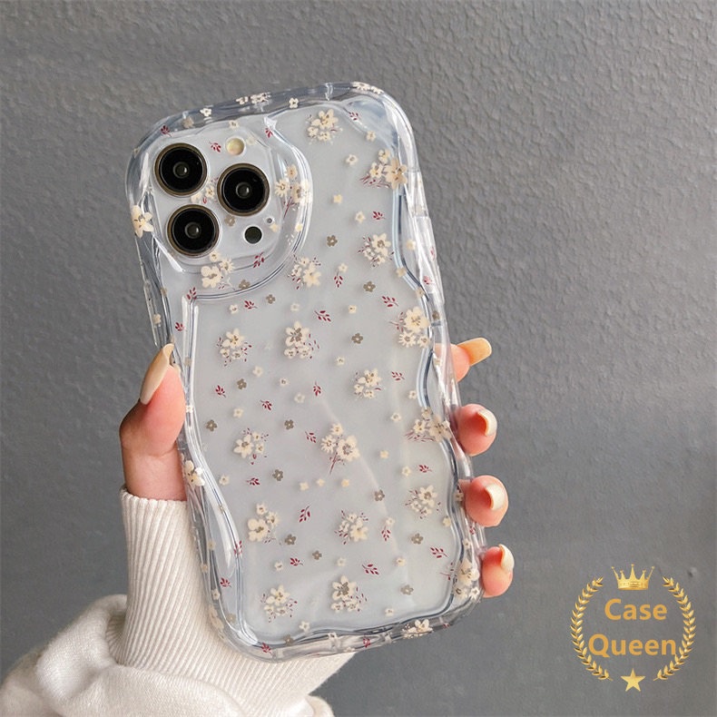 Casing Bening Bunga Untuk Realme C55 C30 C12 C25 C21Y C30S C3 C15 C25Y C20A C25s C20 C11 5i 5s 6i Narzo 30A 20 3D Tepi Melengkung Bergelombang Glossy Fresh Flowers Tpu Soft Cover