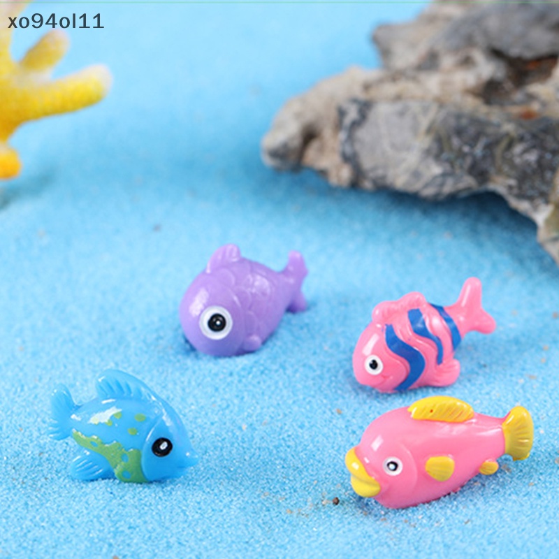 Xo 10 Pcs Random Kecil Warna-Warni Ikan Resin Ornamen Lanskap Mikro Kreatif Aquarium Ikan Hiasan Dekorasi OL