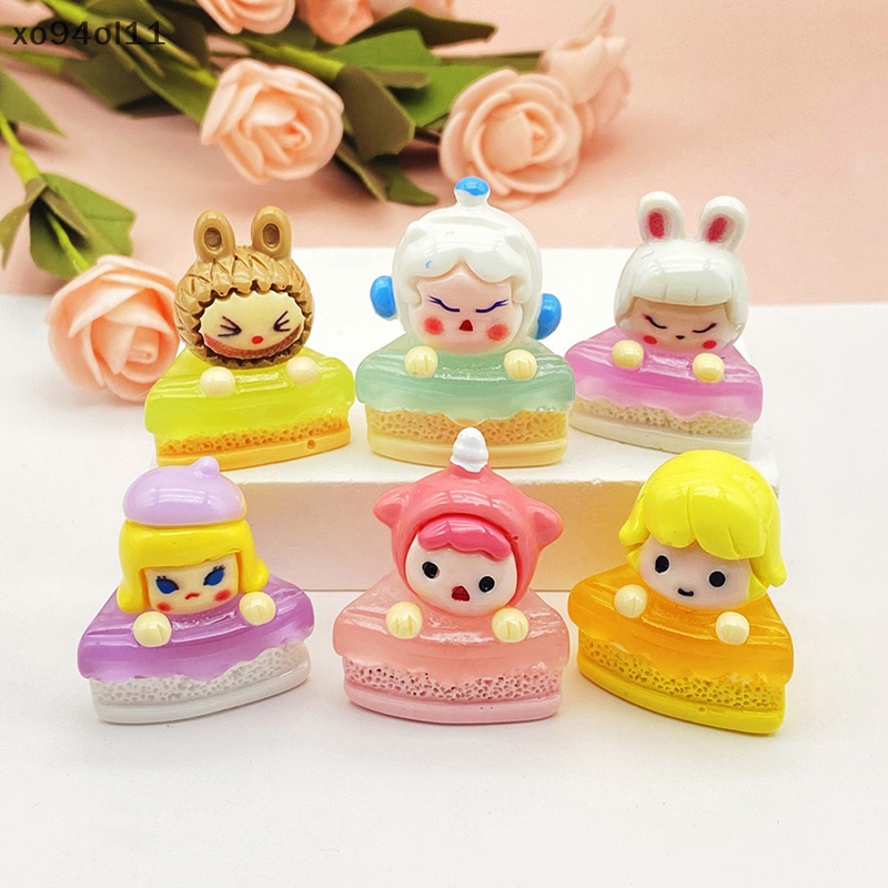 Xo 1Pc Bercahaya POP MART Ornamen Mini Kartun Irisan Kue Boneka Mikro Lanskap Dekorasi Rumah Boneka Miniatur Mainan OL