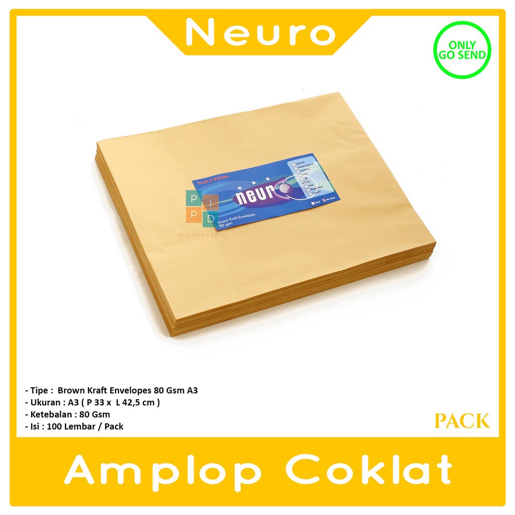 

NEURO - Amplop Coklat Ukuran A3 ( 33 x 42,5 cm ) No Seal - Pack