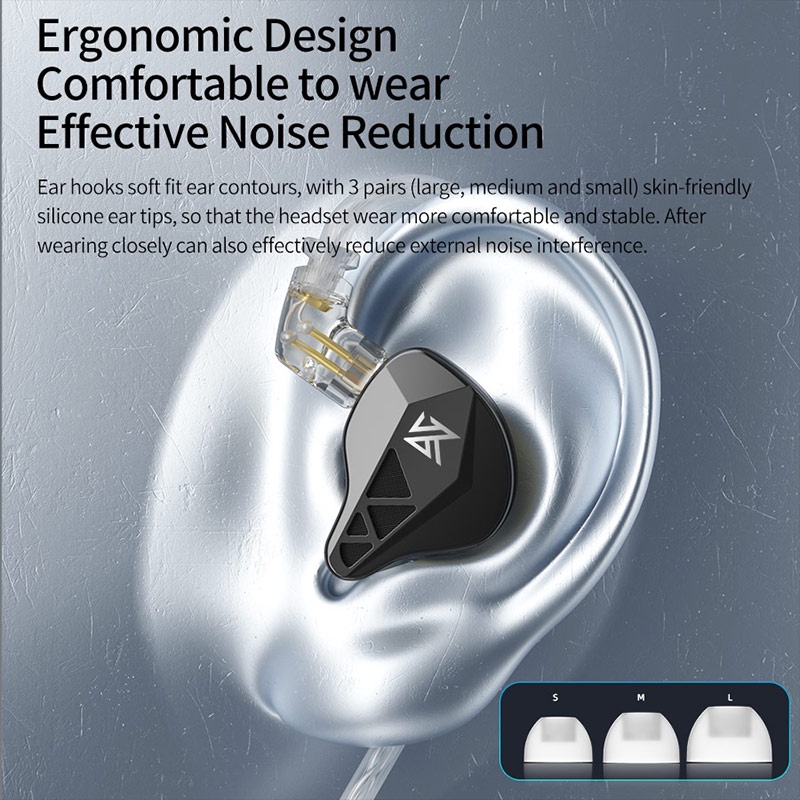 Kz EDXS HiFi Earphone Olahraga Peredam Kebisingan Headphone In Ear Music DJ Headset Bass Berat