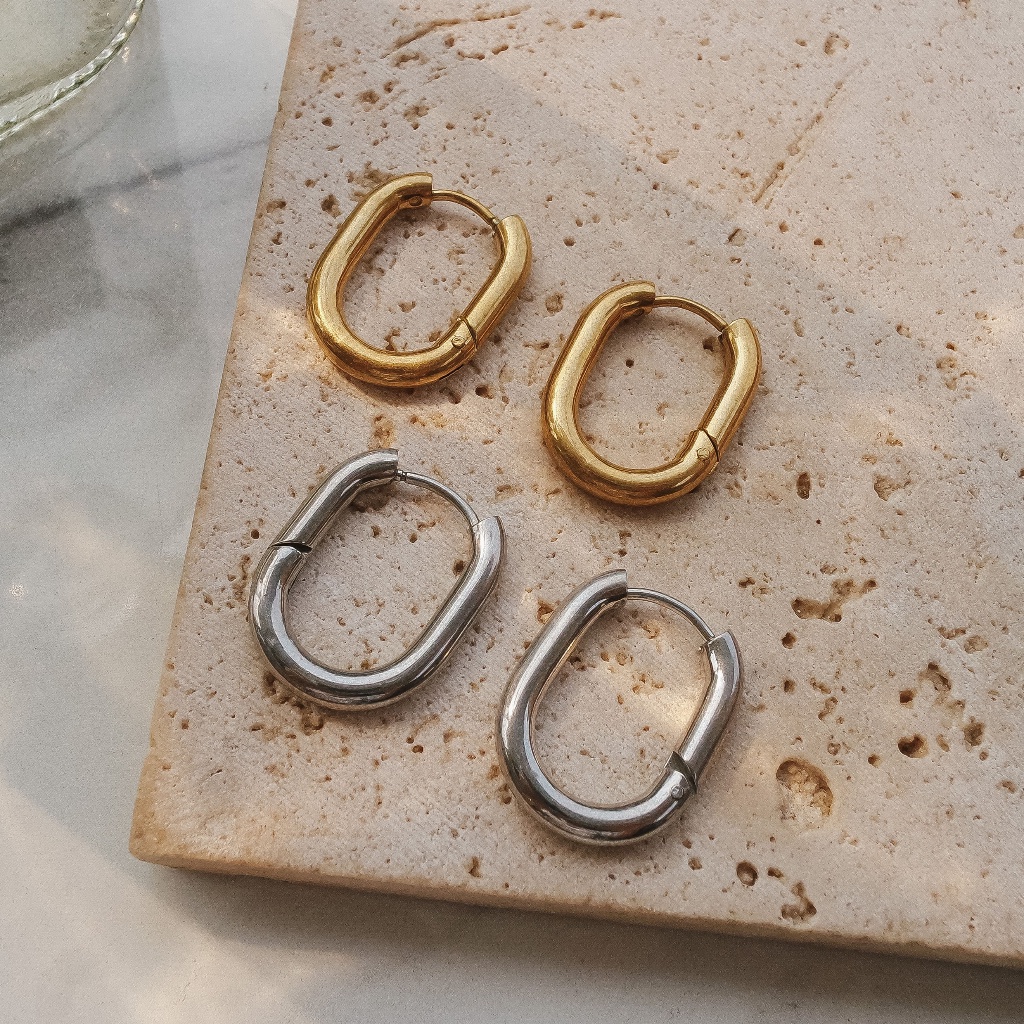 (ANTING ANTI KARAT) - LOGAN EARRINGS / HOOPS / HUGGIES - STAINLESS STEEL