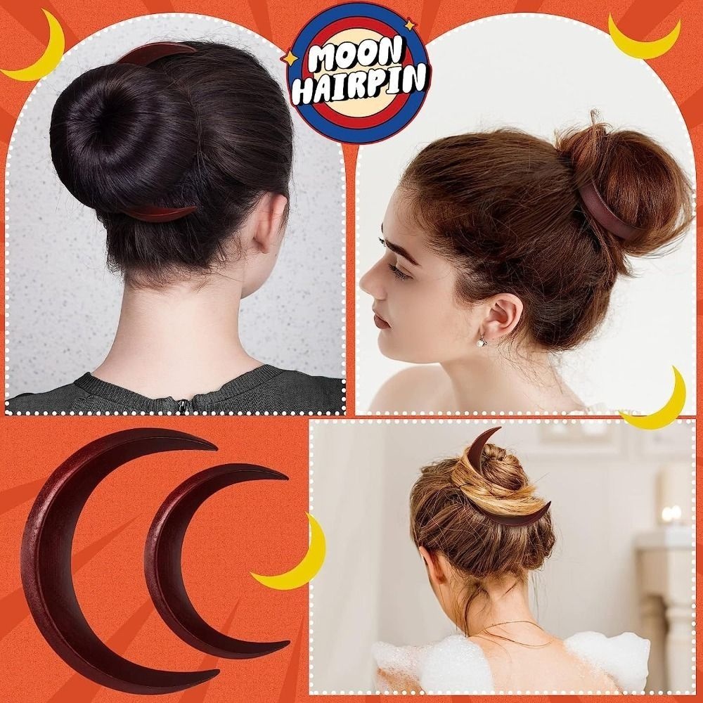 LILY Jepit Rambut Bentuk Bulan Fashion Aksesoris Rambut Gaya Retro Sisir Rambut