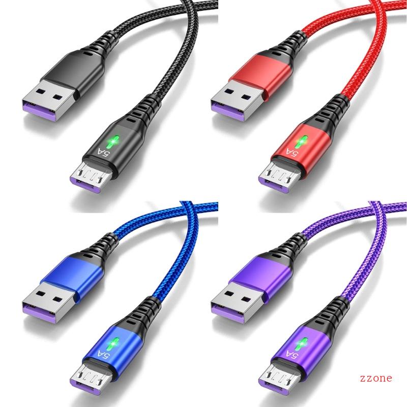 Zzz 5A Kabel Lampu Led USB Ke MicroUSB Fast Charging Data Cord Nylon Braided