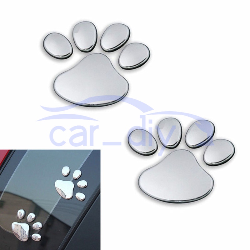 2pcs/lot Stiker Mobil Jendela Bumper Tubuh Desain Keren Paw 3D Hewan Anjing Kucing Jejak Kaki Stiker PVC Styling Emblem Auto Kreatif Aksesoris Eksterior