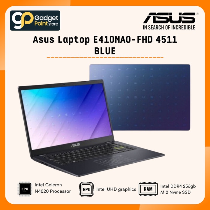 Asus Laptop E410MAO-FHD 4511 BLUE 4/512GB 14inch - Garansi Resmi