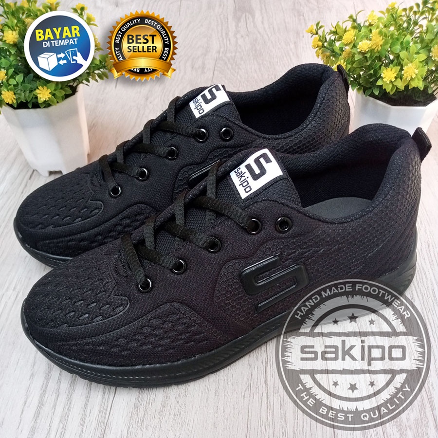 PROMO BTS KEMBALI SEKOLAH !! SEPATU SEKOLAH HITAM POLOS MEREK SAKIPO SD SMP SMA SMK KULIAH / SEPATU BERTALI ANAK SEKOLAH WARNA HITAM  / SEPATU LARI RINGAN DI PAKAI / SEPATU KULIAH / SAKIPO