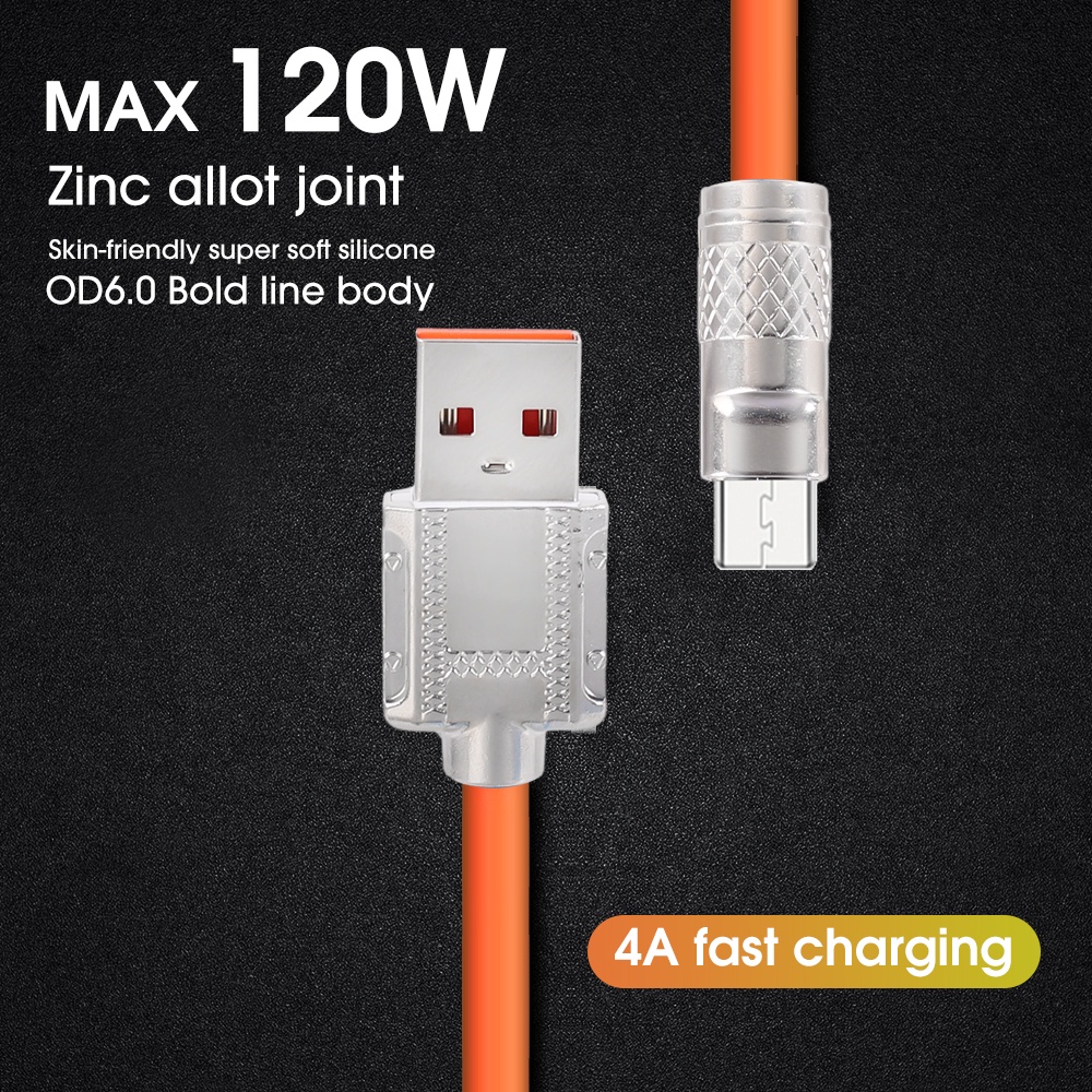 120w 6A Tipe C Kabel Pengisian Super Cepat Pengisian Cepat Paduan Aluminium Antarmuka Charger Line Pesawat Penumpang Kabel Data Dengan Lampu Indikator Pengisian Kabel USB C