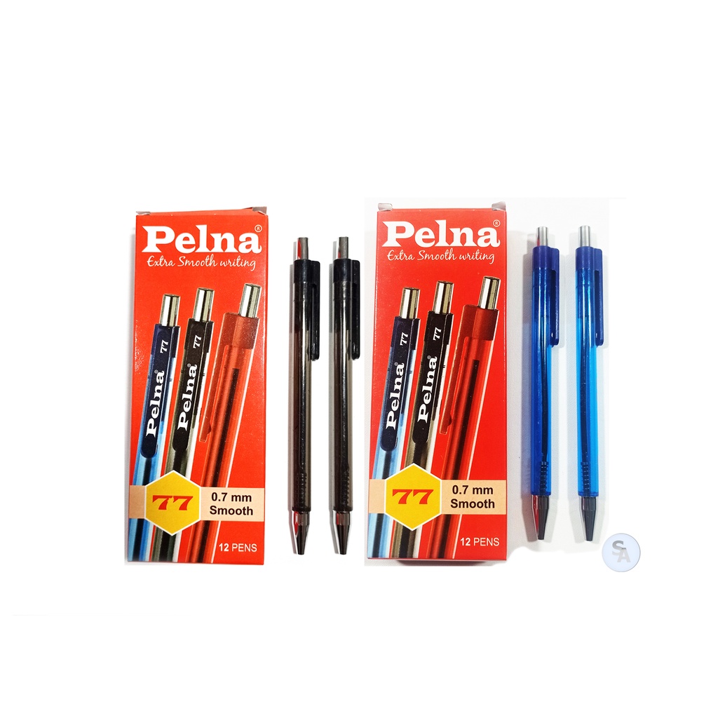 

PELNA - Pulpen Ballpoint 77 0.7mm Smooth Hitam - Biru - Pcs