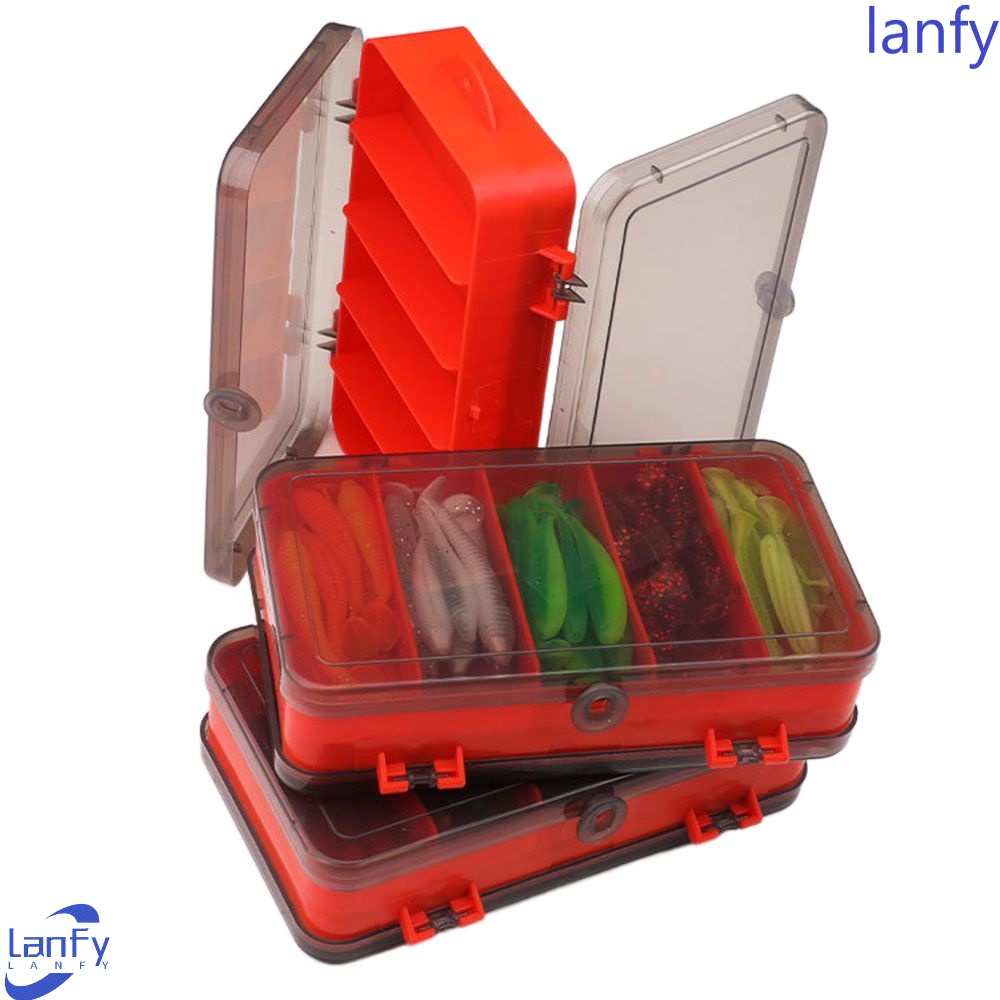 Lanfy Kotak Pancing Dua Sisi Wadah Umpan Dua Sisi Fishing Tackle Box Aksesoris Pancing Lure Storage Box Bait Case