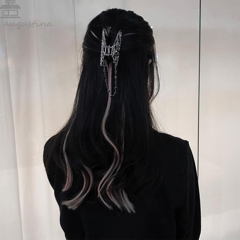 Agustina Kupu-Kupu Rambut Cakar Fashion Perhiasan Gadis Panjang Rumbai Rantai Cinta Hati Penant Persegi Panjang Kepiting Klip