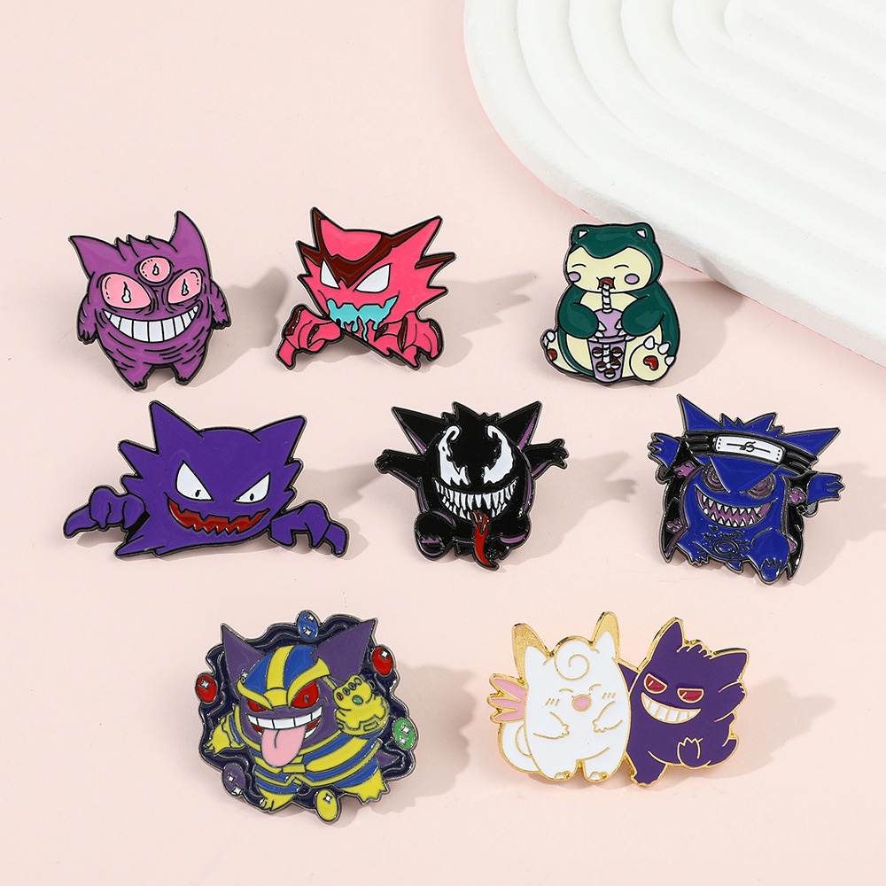 Kawaii Game Anime Gengar Enamel Pin Kartun Gengar Bros Lencana Logam Ransel Dekorasi Perhiasan Hadiah Untuk Penggemar Anak-Anak