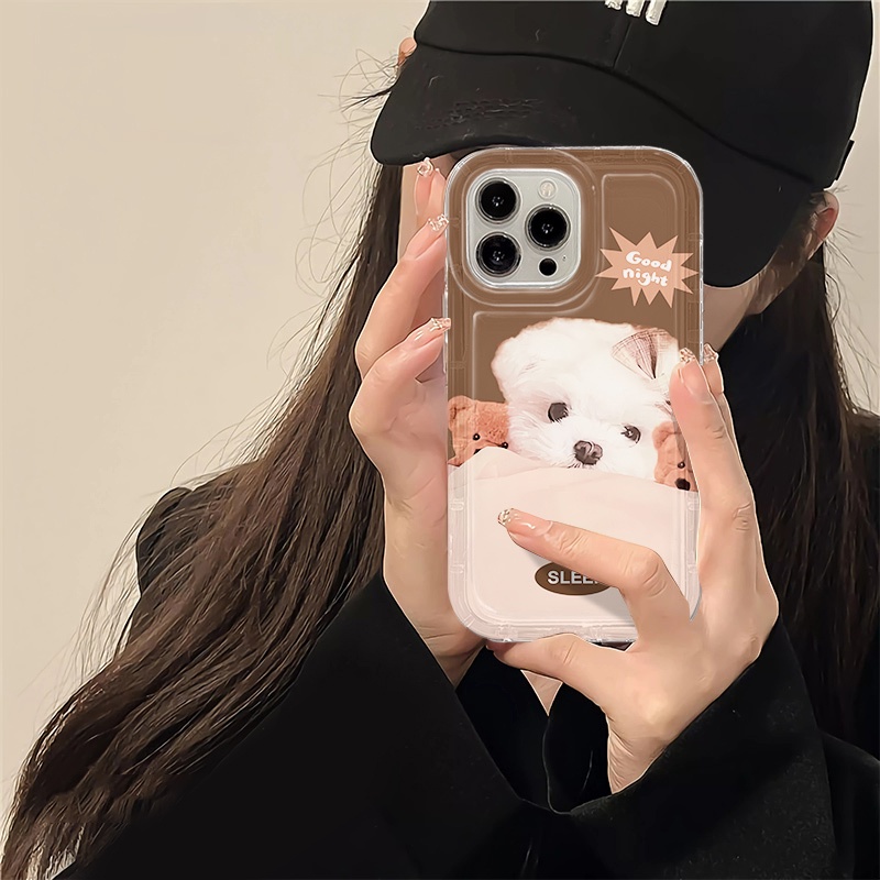 IPHONE Casing Ponsel Lembut Anjing Lucu Kompatibel Untuk Iphone14 13 11 12 Pro XS Max X XR 78 Plus Casing TPU Silikon Shockproof Cover