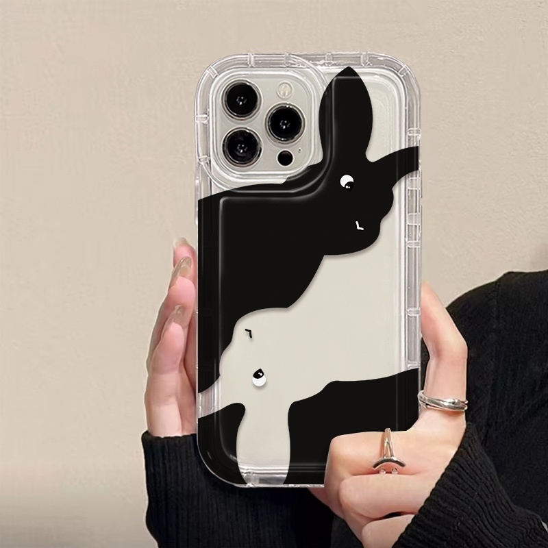 IPHONE Cute Couple Rabbit Soft Phone Case Kompatibel Untuk Iphone14 13 11 12 Pro XS Max X XR 78 Plus Casing TPU Silikon Shockproof Cover