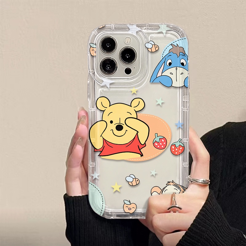 IPHONE Cute Bear Transparan Lembut Casing Ponsel Kompatibel Untuk Iphone14 13 11 12 Pro XS Max X XR 7+ 8plus Casing TPU Silikon Shockproof Cover