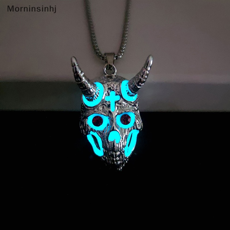 Mornin Bercahaya Ram Tengkorak Liontin Setan Kambing Kepala Kalung Vintage Rantai Leher Halloween Perhiasan Aksesoris Untuk Pria Pacar Hadiah id