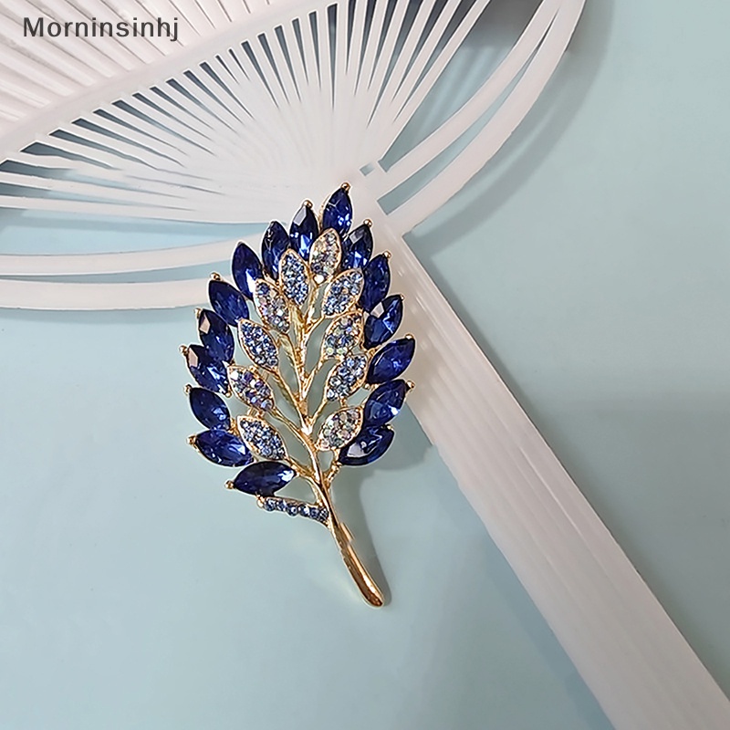 Mornin Elegan Tanaman Daun Logam Bros Fashion Korsase Berlian Imitasi Perhiasan Vintage Brooch Pin Aksesoris Pakaian Untuk Wanita Hadiah id