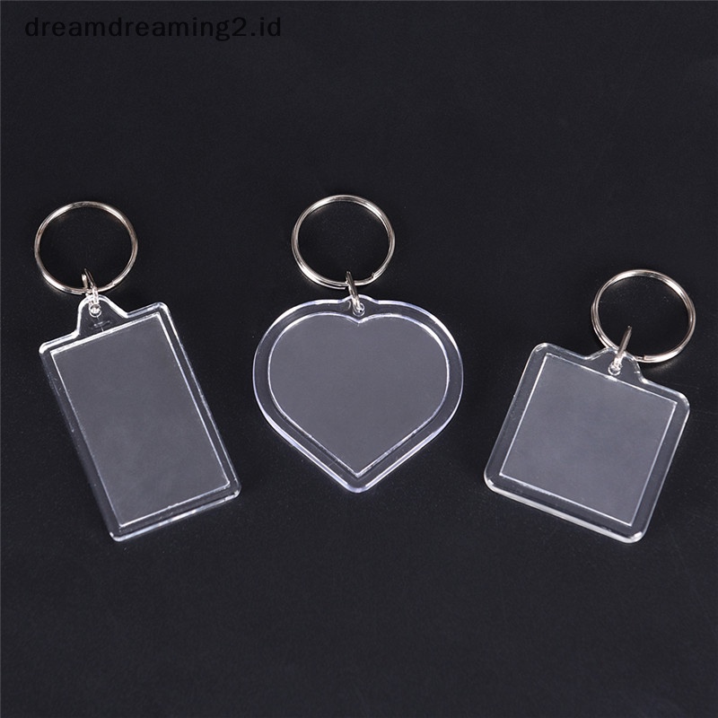 (drea) 5pcs Sisipan Kosong Transparan Foto Bingkai Foto Keyring Gantungan Kunci Hadiah DIY //