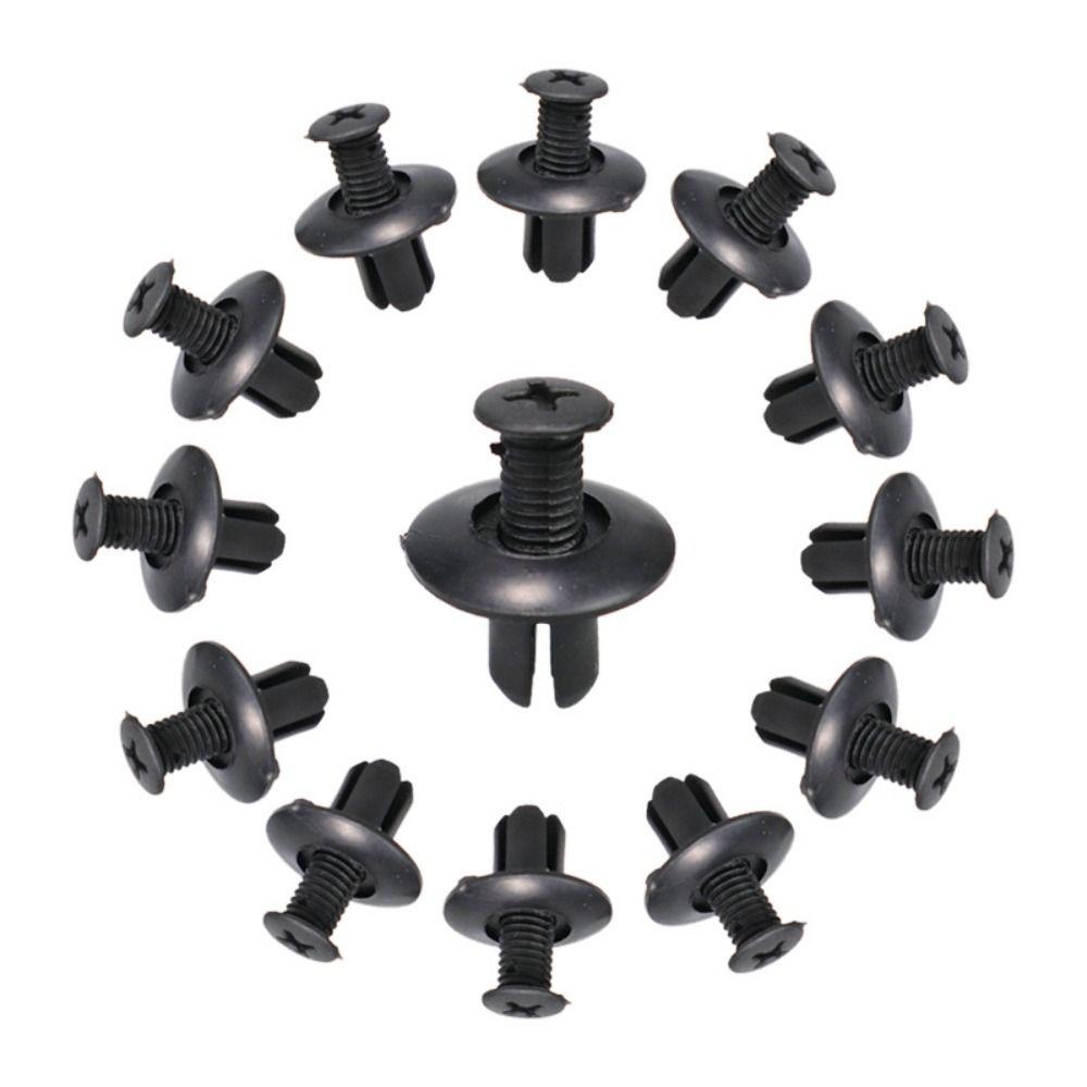 Populer 50pcs Klip Penahan Hitam Lubang 8mm Plastik Paku Keling Pengikat Untuk Untuk Hyundai