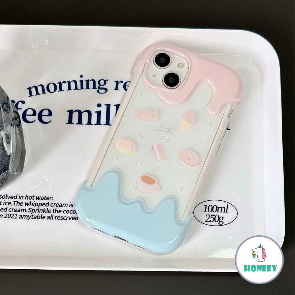 IPHONE Korea Musim Panas Es Krim Donat Bracket Bening Lembut Casing Ponsel Untuk Iphone14 12 11 13 Pro Max Holder Lucu Penutup Pelindung