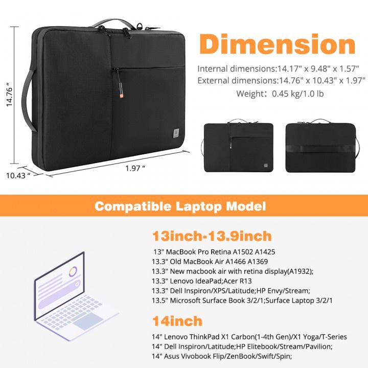 789 WIWU Tas Laptop 14 Inch Alpha DOUBLE LAYER SLEEVE Bag