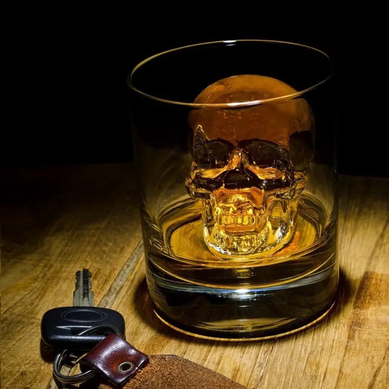 1pc 4rongga Tengkorak Es Batu Tray 3D Silikon DIY Membuat Es Cetakan Whiskey Beer Ice Freezing Cetakan Dapur Bar Aksesoris