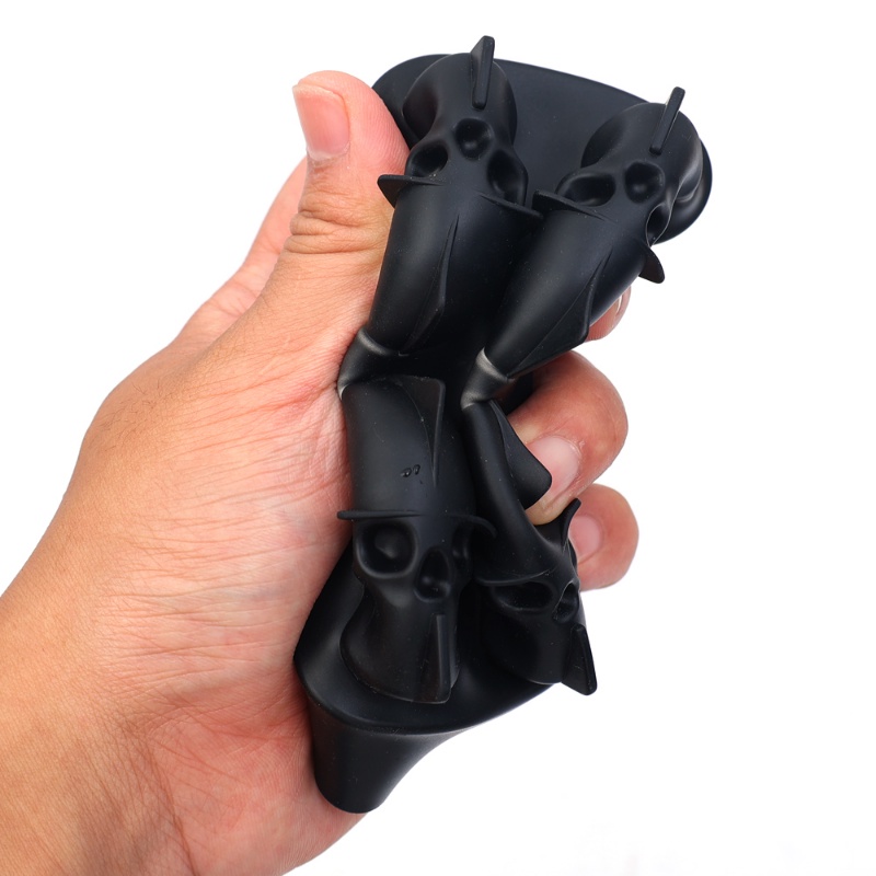 1pc 4rongga Tengkorak Es Batu Tray 3D Silikon DIY Membuat Es Cetakan Whiskey Beer Ice Freezing Cetakan Dapur Bar Aksesoris
