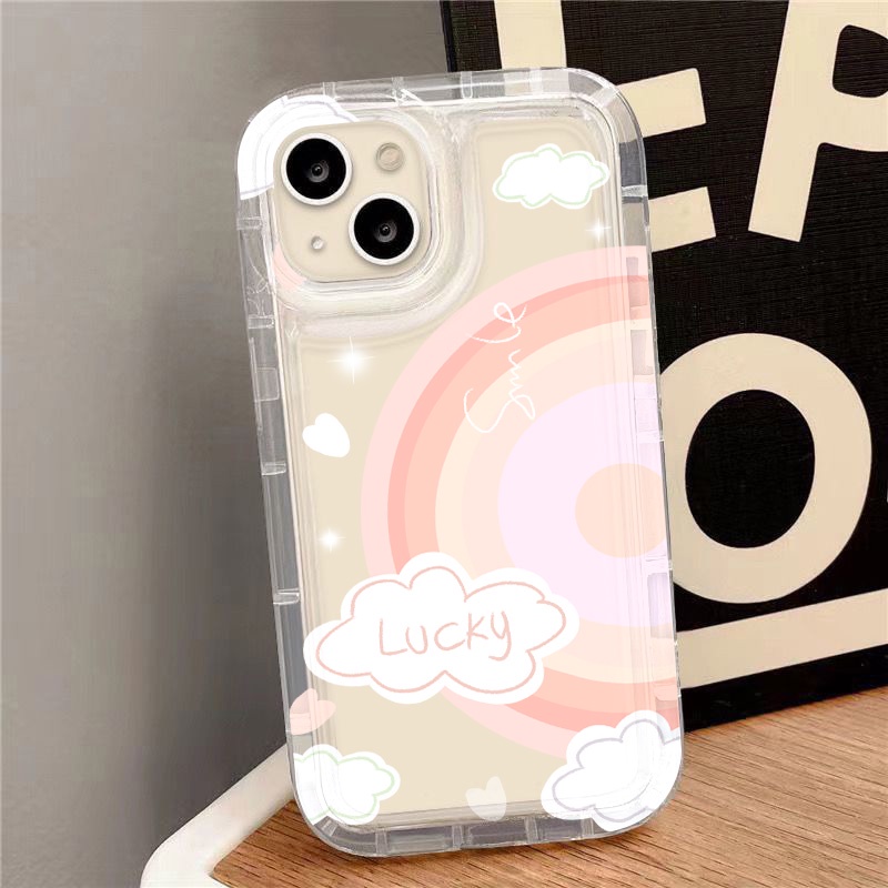 IPHONE Lucky Pink Cute Case Kompatibel Untuk Iphone7Plus8Plus6Plus11 14 13 12 Pro MAX XR X XS MAX SE Airbag Shockproof Cover