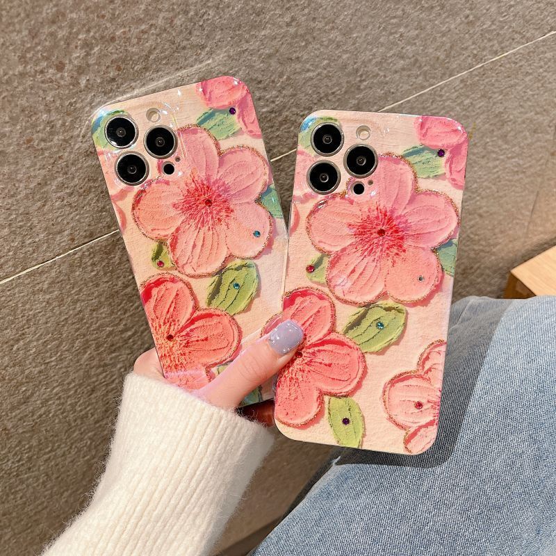 IPHONE Casing Ponsel Desain Bunga Biru Peach Blossom Single Kompatibel Dengan Iphone12 13 14 11 Pro Max X Xs Max Xr Ddcxd