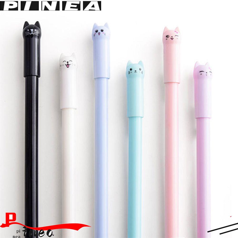 Nanas Gel Pen Lucu Full Jarum Ekor Perlengkapan Menulis Kucing