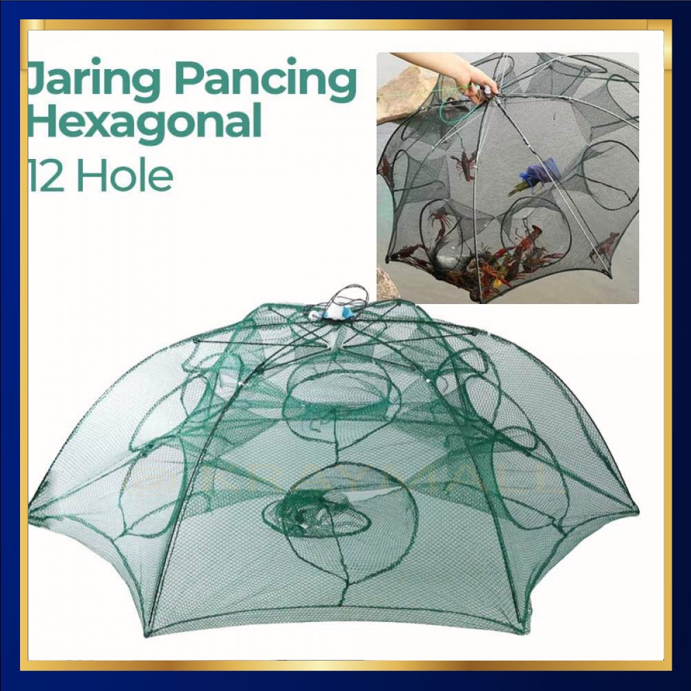 Jaring Pancing Ikan Hexagonal 12 Hole Fishing Net Trap Cage - H14572