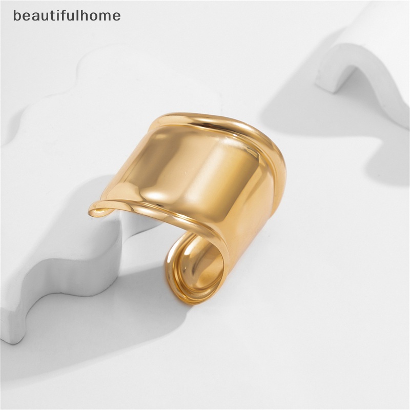 {beautifulhome} Wanita Gelombang Asimetri Besar Manset Gelang Bangles Kepribadian Fashion Logam Terbuka Lebar Gelang Perhiasan.
