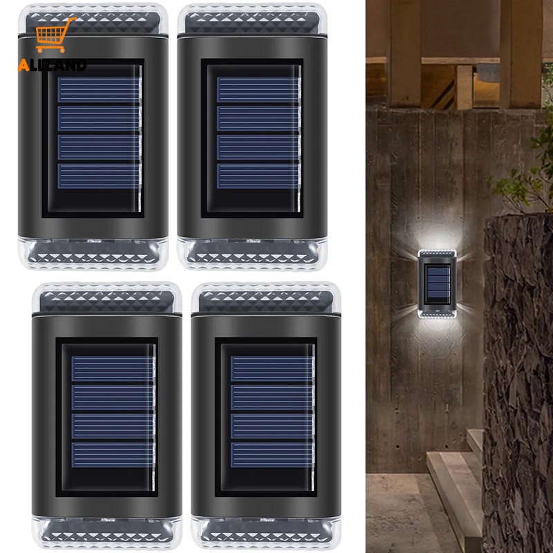 Kreatif Atas Bawah Glowing ABS Waterproof Solar Wall Light/Outdoor Taman Lampu Pagar Ultra Terang/ Lampu Malam Hias Halaman Belakang Rumah