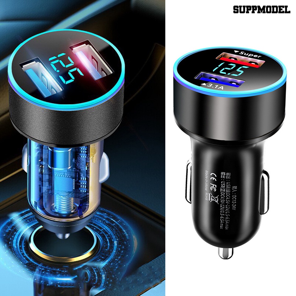 [SM] Charger Mobil Output Stabil Efisiensi Tinggi12 /24V Universal Aplikasi Lebar Flame-retardant Mobile Phone Charging Tahan Panas 2-port Car Charger Socket Aksesori Mobil