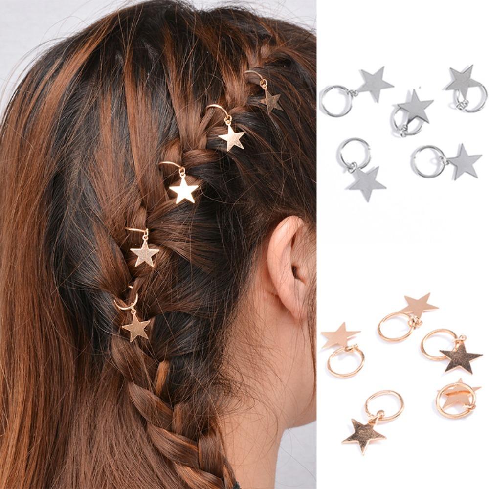 Needway 5pcs /set Cincin Rambut Pesona Perhiasan Perak Gimbal Aksesoris Alat Alloy Golden Manset Rambut Untuk Wanita