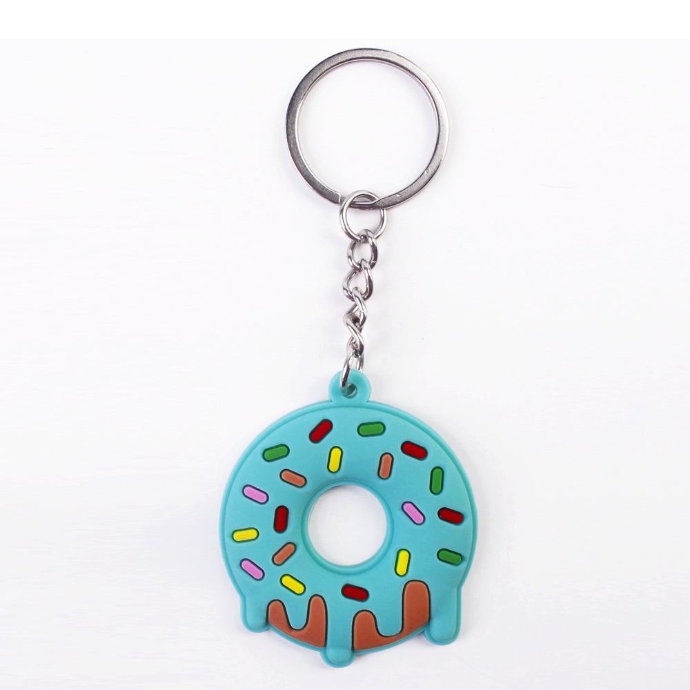 Sweet Donut PVC Gantungan Kunci Colorful Donut Makanan Keyrings Untuk Wanita Tempat Kunci Mobil Aksesoris Handbag Ornamen Hadiah Pesta