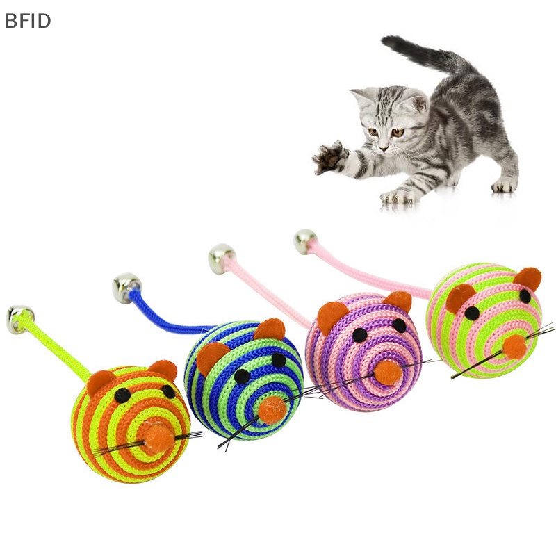 [BFID] Mainan Kucing Peliharaan Garis Yang Indah Tali Nilon Bola Bulat Mouse Toy Dengan Bell Pet Cat Chew Toy Cat Toys Interaktif Produk Hewan Peliharaan [ID]