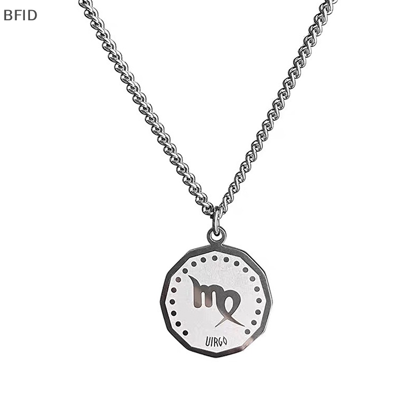 [BFID] Constellation Kalung Stainless Steel Perhiasan Bulat Disc Liontin Kalung Hadiah Perhiasan Pesta Natal [ID]