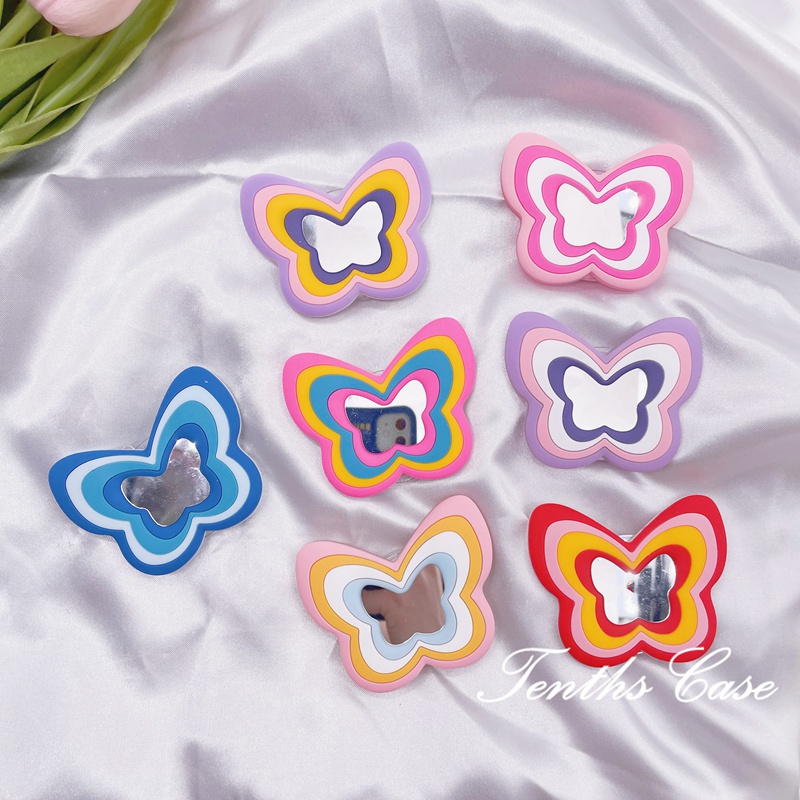 Butterfly Mirror Holder Teleskopik Desktop Lazy Ring Buckle Airbag Bracket INS Simple Phone Holder Untuk iPhone Android Phone Case