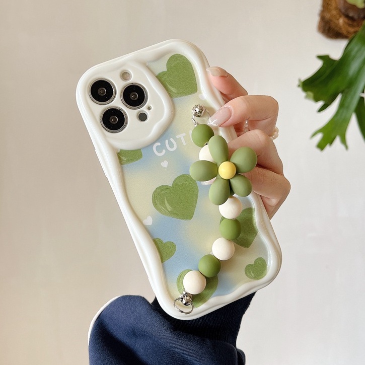 3D Mike White Hand Made Diy Green Cute Love Rainbow Soft Case iPhone 11 12 13 14 Pro Max New Apple for women girls Gift Bracelet