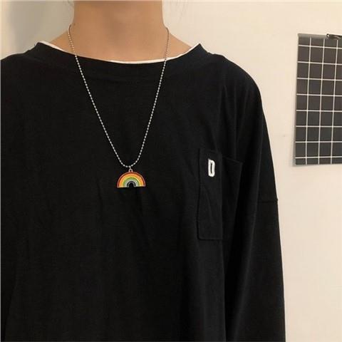 Rainbow Kalung Pria Trendi ins Hip-Hop Versi Korea Influencer Street Wear Sederhana All-Match Liontin Bunga Matahari Pria