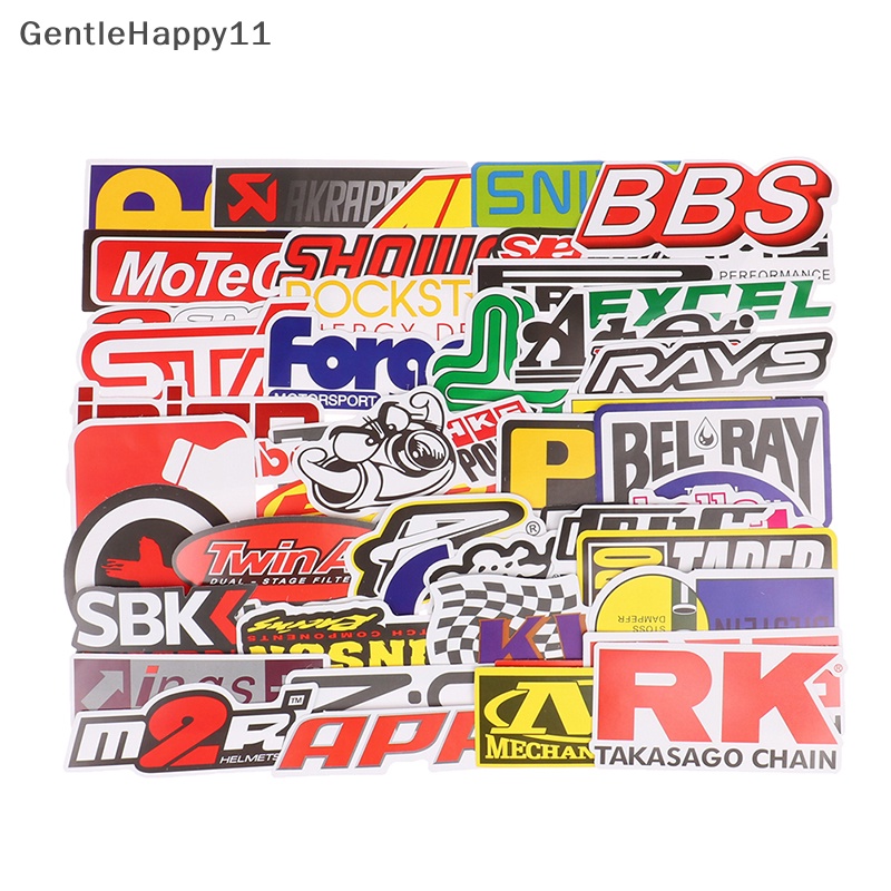 Gentlehappy 100PCS Stiker Racing Motor Trail Otomotif Mobil Brand Logo Vinyl Sticker Pack id