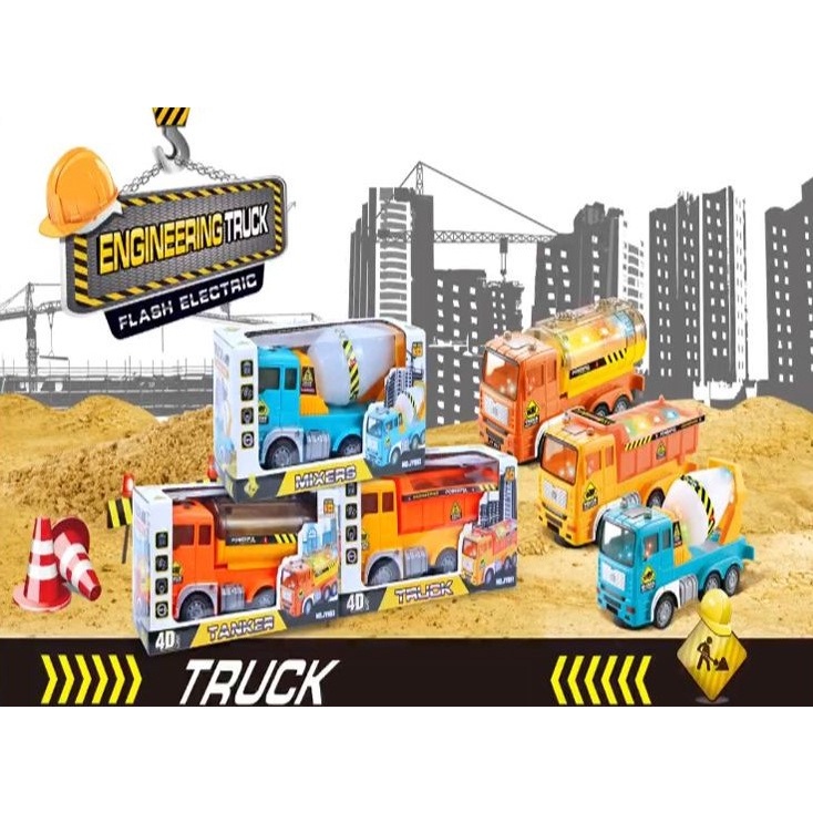 Mainan Anak TRUCK HEAVY DUTY Diecast Truck B/O Mainan Konstruksi Anak Truk Tangki Lampu Mainan Truk Tangki Bump&amp;Go