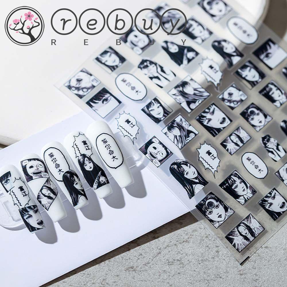 Rebuy Kartun Stiker Kuku Wanita Smiley Angel Self Adhesive Nail Art Dekorasi