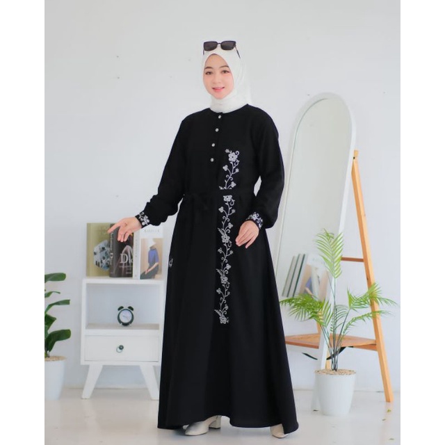 AL MADINAH ABAYA BY ANNASIHAH/ GAMIS ABAYA / GAMIS HITAM / GAMIS JETBLACK BORDIR