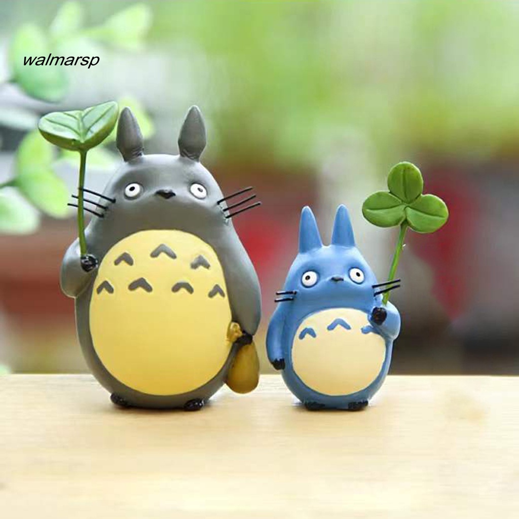 Walmarsp Dekorasi Tangki Ikan Hidup Colorfast Aquarium Lansekap PVC Anime Figure Miyazaki Kucing Dengan Daun Ornamen Aksesoris Aquarium